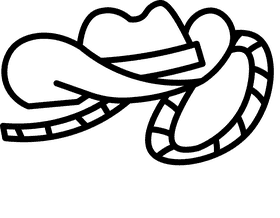 Lasso hat black and white clipart