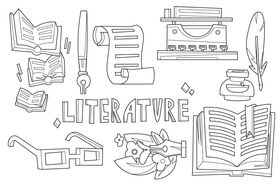 Literature black and white vector