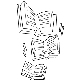 Literature books black and white clipart
