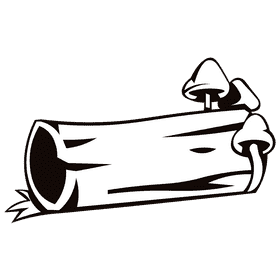 Log mushrooms black and white clipart