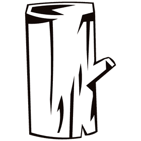Log standing black and white clipart