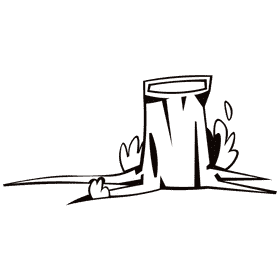 Log stump plants black and white clipart