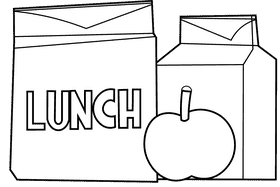 Lunchbox apple black and white clipart