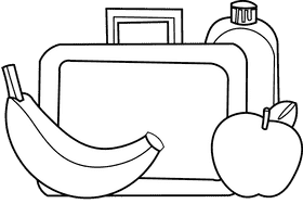 Lunchbox banana black and white clipart