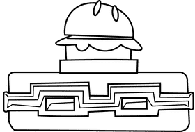 Lunchbox burger black and white clipart