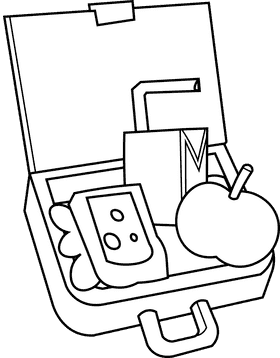 Lunchbox set black and white clipart