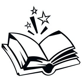 Magic book black and white clipart