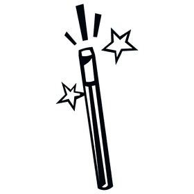 Magic wand black and white clipart