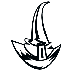 Magic witchhat black and white clipart