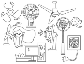 Electric fan black and white vector