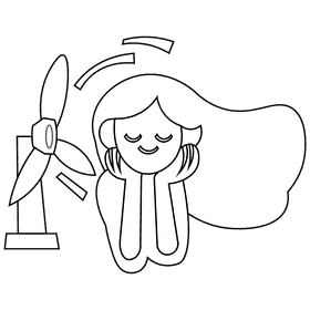 Electric fan hair black and white clipart