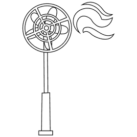 Electric fan standing black and white clipart
