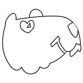 Cute capybara with heart eyes black and white clipart