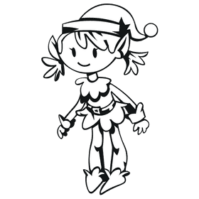 Elf girl black and white clipart