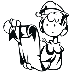 Elf scroll black and white clipart