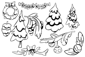 Evergreen black and white vector