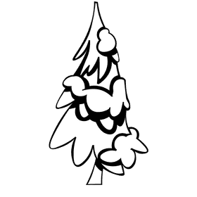 Evergreen snow black and white clipart