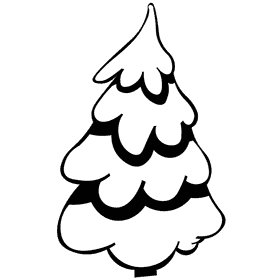 Evergreen tree black and white clipart