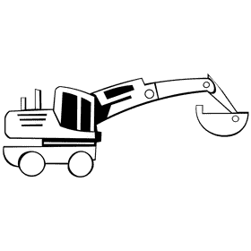 Excavator black and white clipart