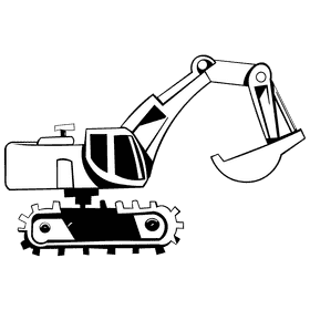 Excavator black and white clipart