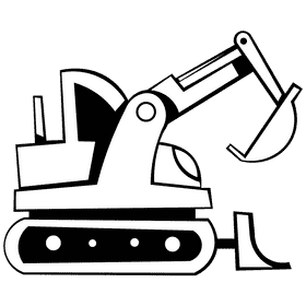 Excavator black and white clipart