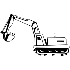 Excavator black and white clipart
