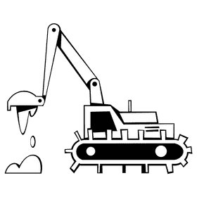 Excavator black and white clipart