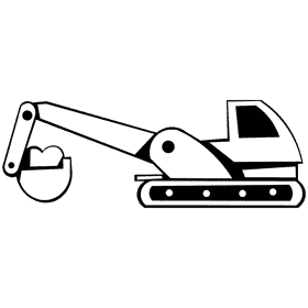 Excavator black and white clipart