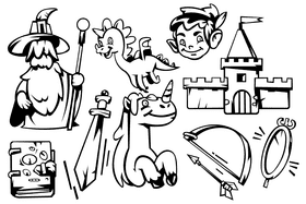 Fantasy black and white vector