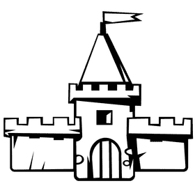 Fantasy castle black and white clipart