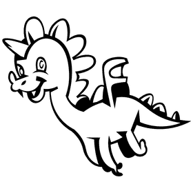 Fantasy dragon black and white clipart
