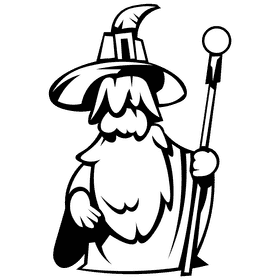 Fantasy mage black and white clipart