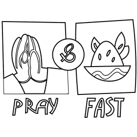 Fasting sign black and white clipart