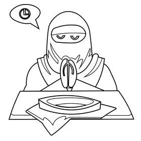 Fasting women black and white clipart