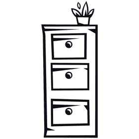 Filing cabinet cupboard black and white clipart