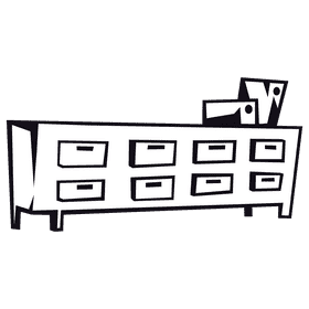 Filing cabinet long black and white clipart