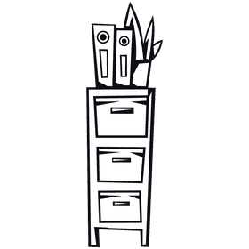 Filing cabinet tower black and white clipart