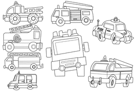 Fire engine black and white vector