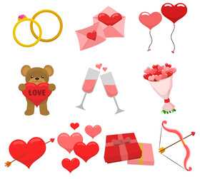 Happy Valentines Day clipart set vector