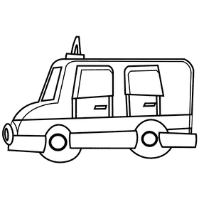 Fire engine bus black and white clipart