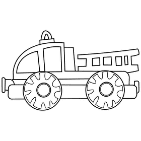 Fire engine comic black and white clipart