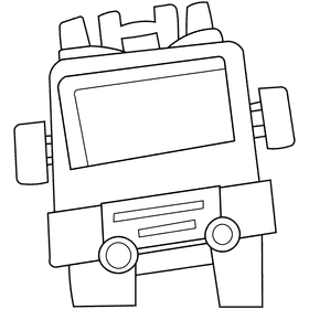 Fire engine face black and white clipart