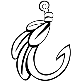 Fish hook bait black and white clipart