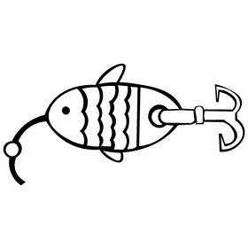 Fish hook bait black and white clipart