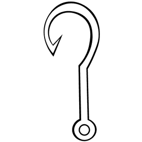 Fish hook black and white clipart
