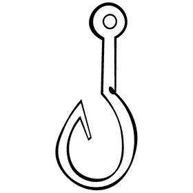 Fish hook standart black and white clipart
