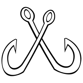 Fish hook two black and white clipart