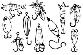 Fishing lure black and white vector
