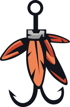 Fishing lure hook feathers clipart
