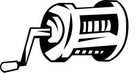 Fishing lure reel black and white clipart
